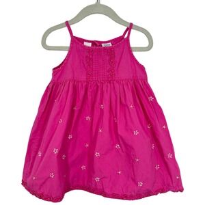 Vintage Baby UR it Pink Floral Embroidered Ruffle Hem Cotton Sundress 24 Months